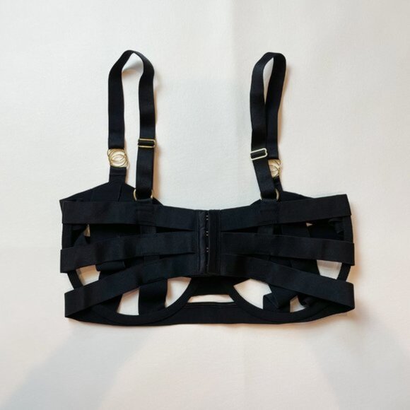 NWOT Victoria's Secret Bra 36DD Unlined Balconet Strappy Banded Black B1430 - Picture 3 of 7